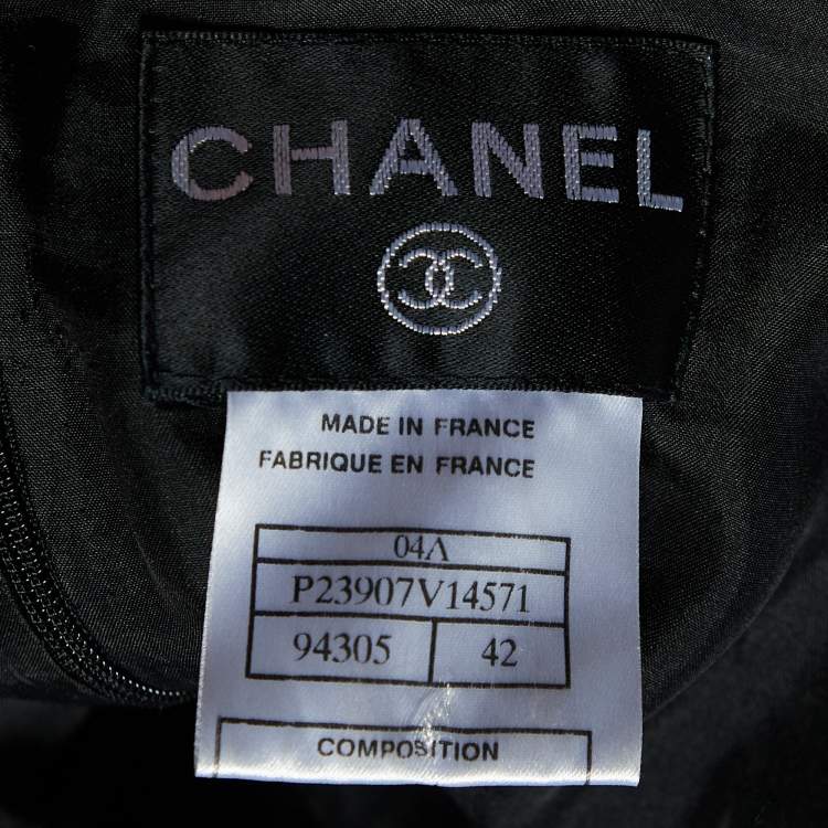 Pre Owned Chanel Metallic Black Bristled  Velvet Sleeveless Elasticated Hem Dress L
