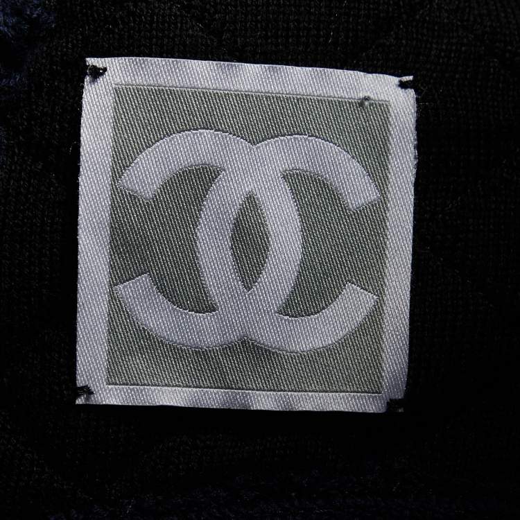 Pre Owned Chanel Sports Black/Navy Blue Knit Quilted Vest L