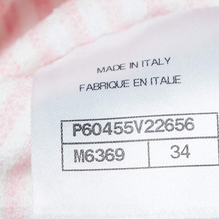 Pre Owned Chanel Pink Striped Logo Printed Terry T-Shirt S