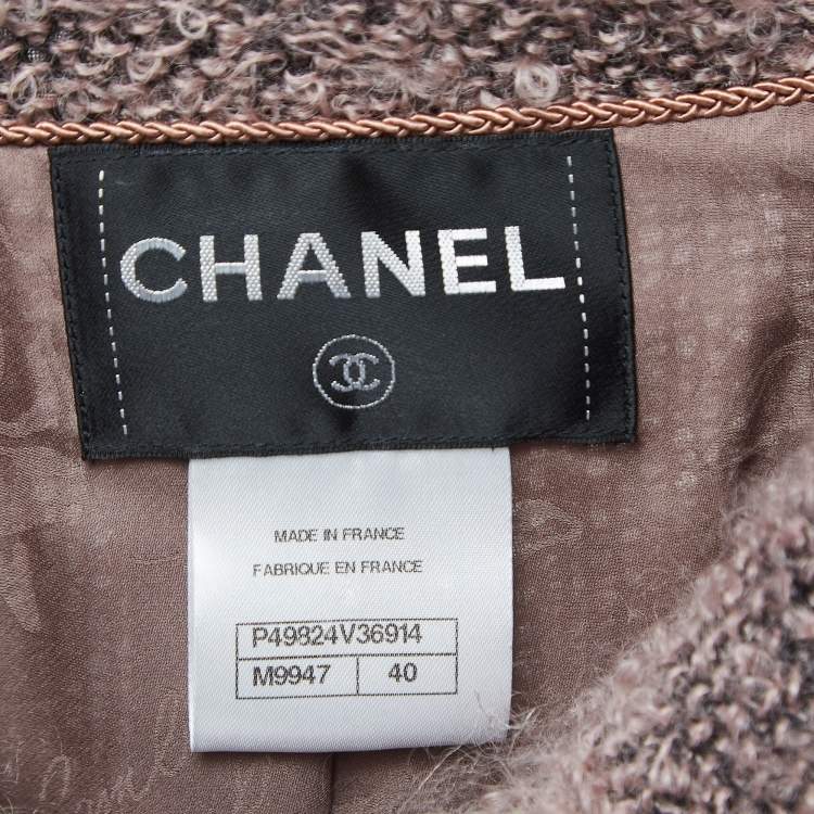 Pre Owned Chanel Pink Mohair Wool Cropped Jacket M