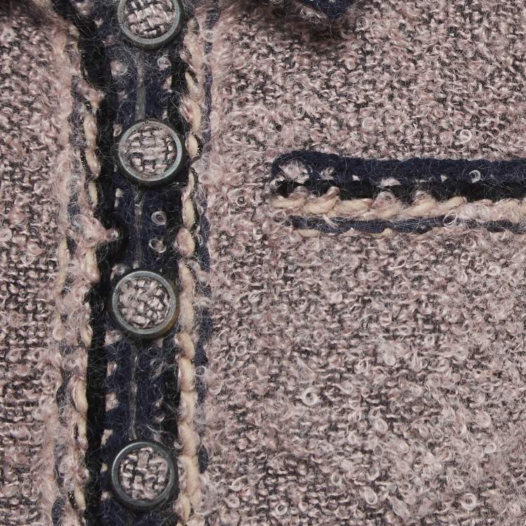 Pre Owned Chanel Pink Mohair Wool Cropped Jacket M