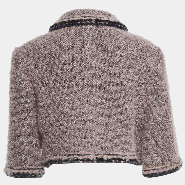 Pre Owned Chanel Pink Mohair Wool Cropped Jacket M