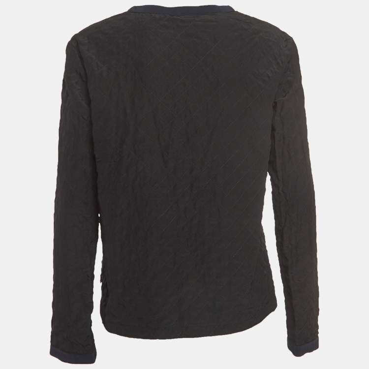 مملوكة مسبقًا Chanel Vintage Black Quilted Silk Buttoned Jacket M