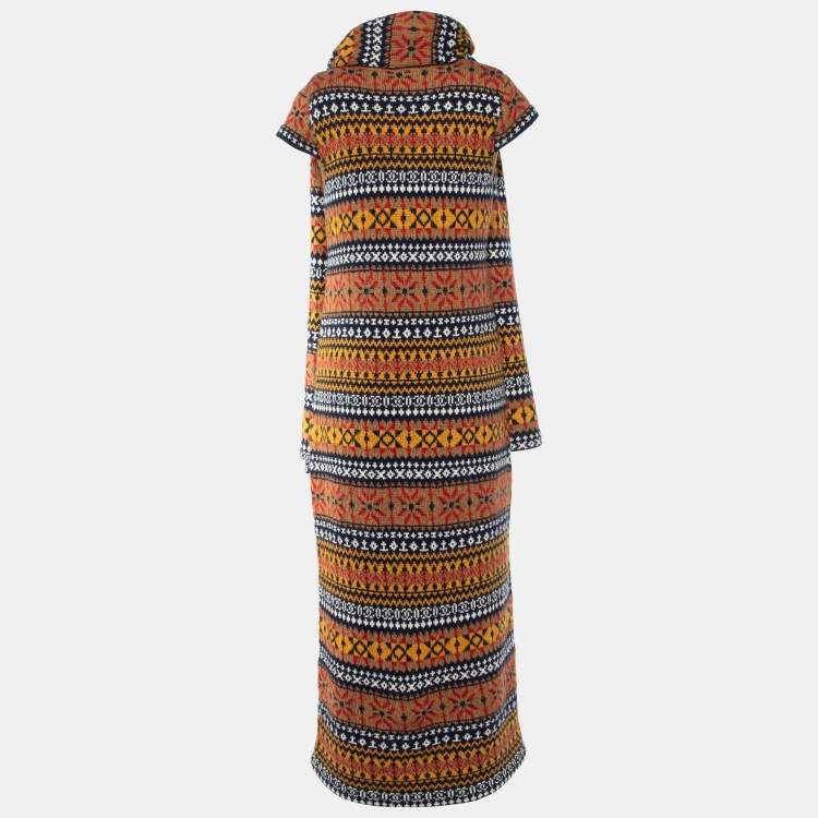 مملوكة مسبقًا Chanel Brown Cashmere & Alpaca Knit Midi Dress & Scarf Set M