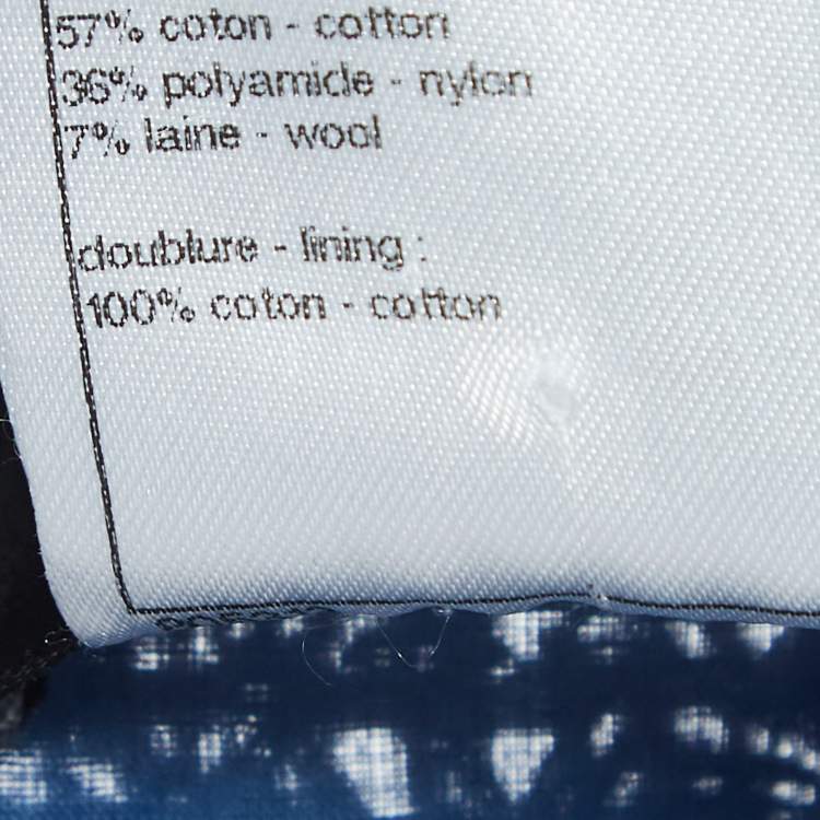 Pre Owned Chanel Blue Embroidered Tweed A-Line Midi Dress L