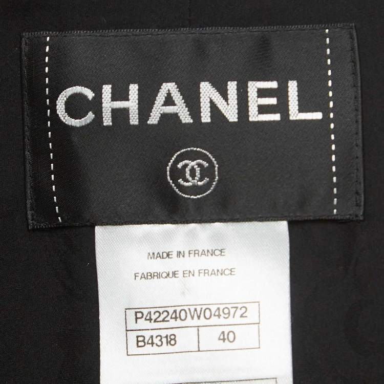 مملوكة مسبقًا Chanel Black/White Houndstooth Tweed Layered Blazer M