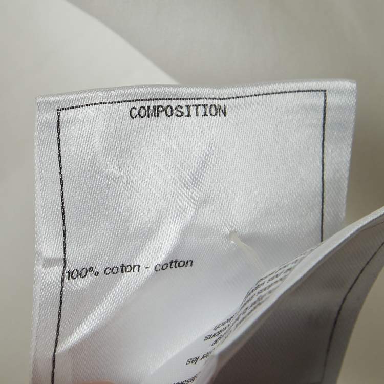 Pre Owned Chanel White Cotton Logo Patch Crop Shirt M