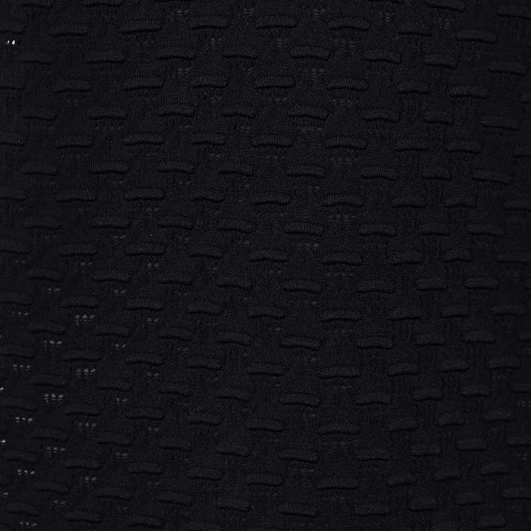 Pre Owned Chanel Black Textured Knit Knee-Length Dress L