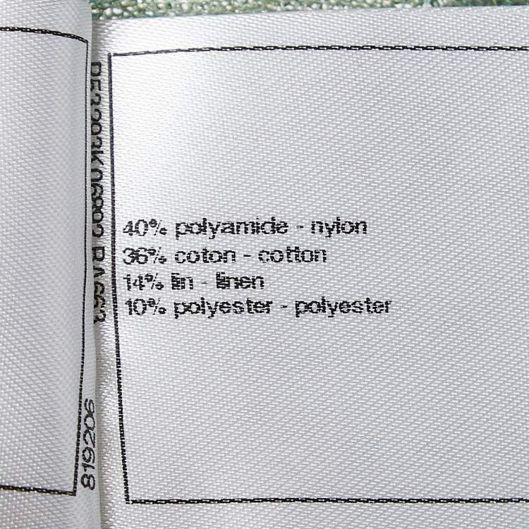 Pre Owned Chanel Green Lurex Knit Seoul Cruise Single Button Top L