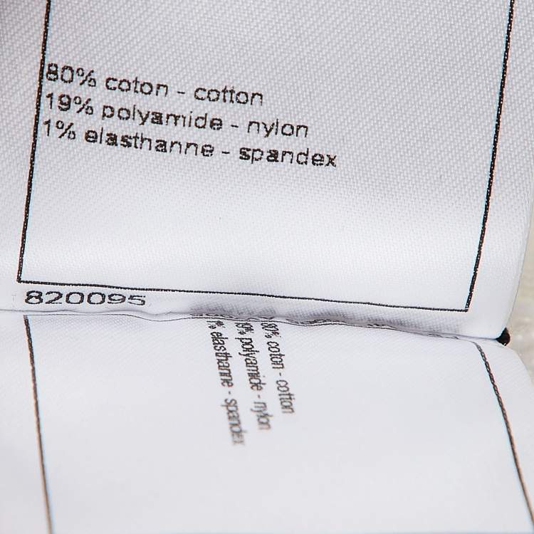 Pre Owned Chanel Off White Perforated Crochet Knit Open Front Cardigan M