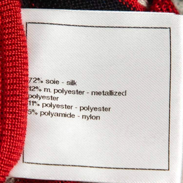 Pre Owned Chanel Multicolor Striped Silk Knit Long Sleeve Sweater M