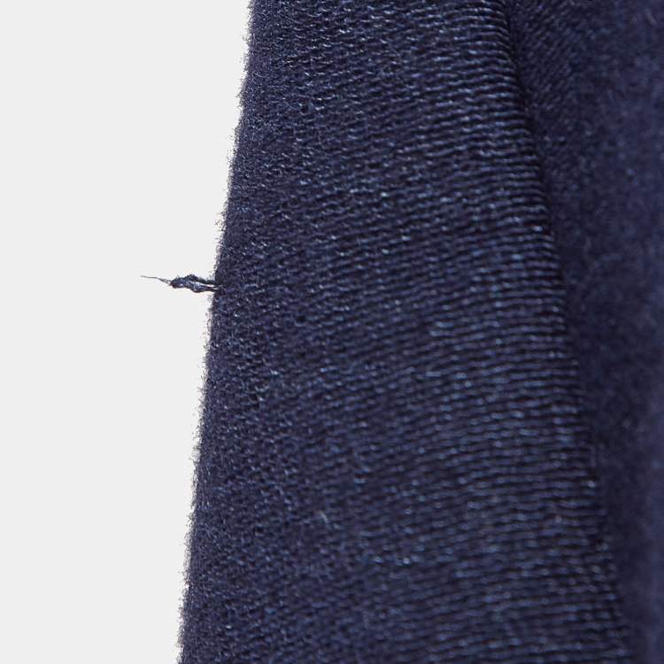 Pre Owned Chanel Blue Cotton Blend Double Breasted Mid-Length Coat M