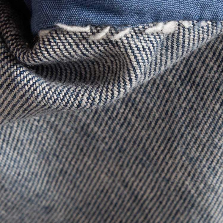 Pre Owned Chanel Blue All-Over Print Denim Stretch Jeans S Waist 24"