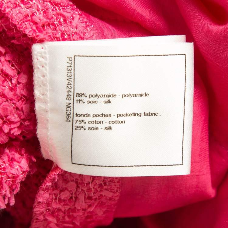 Pre Owned Chanel Pink Tweed Elasticated Waist Pants S