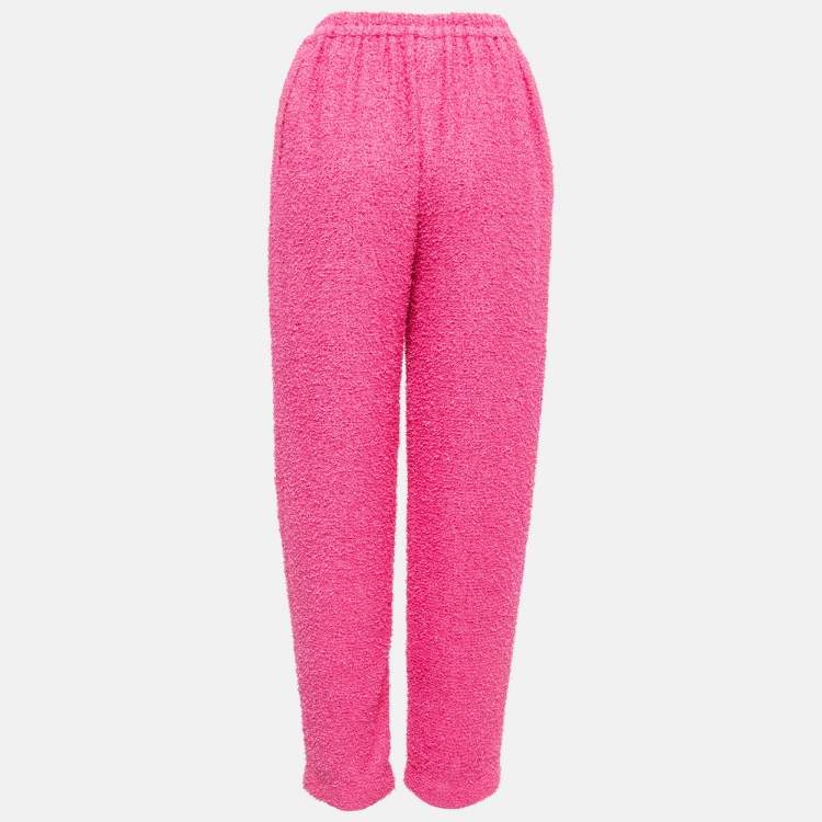 Pre Owned Chanel Pink Tweed Elasticated Waist Pants S