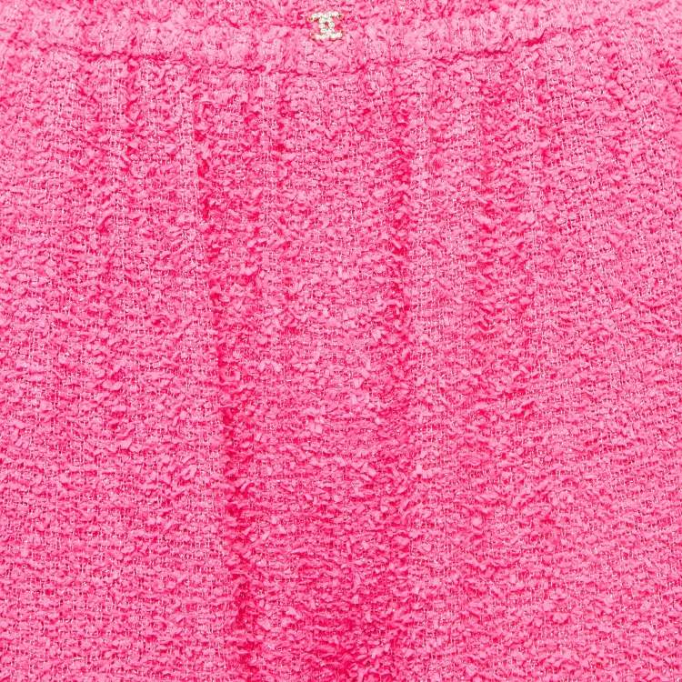 Pre Owned Chanel Pink Tweed Elasticated Waist Pants S