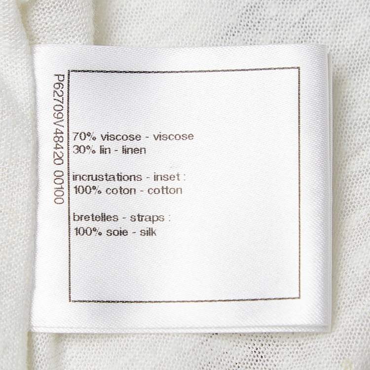 Pre Owned Chanel White Clock Embroidered Knit Tank Top S