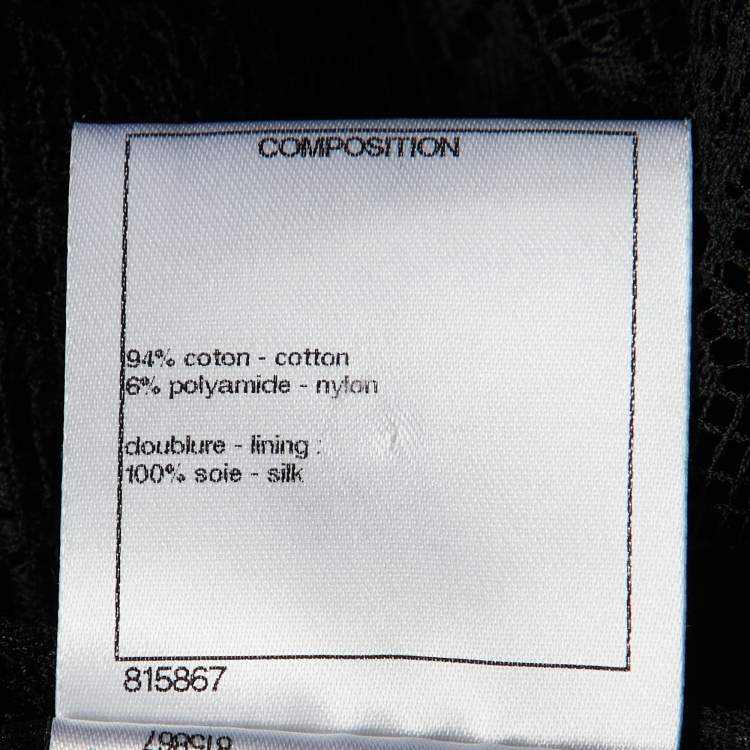 Pre Owned Chanel Black Floral Lace Buttoned Top S