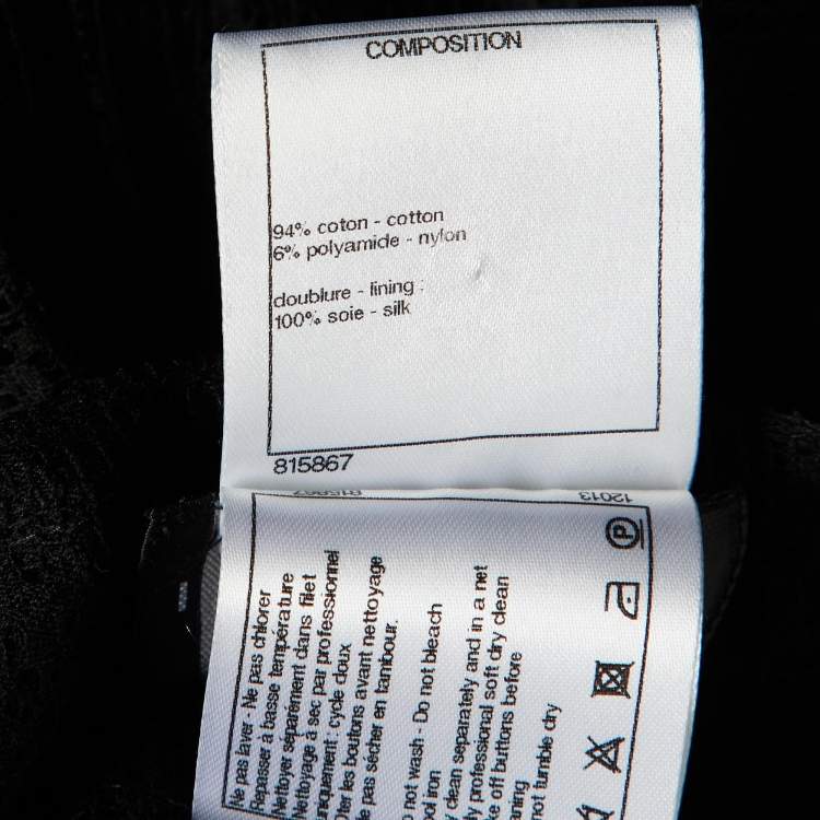 Pre Owned Chanel Black Floral Lace Buttoned Top S