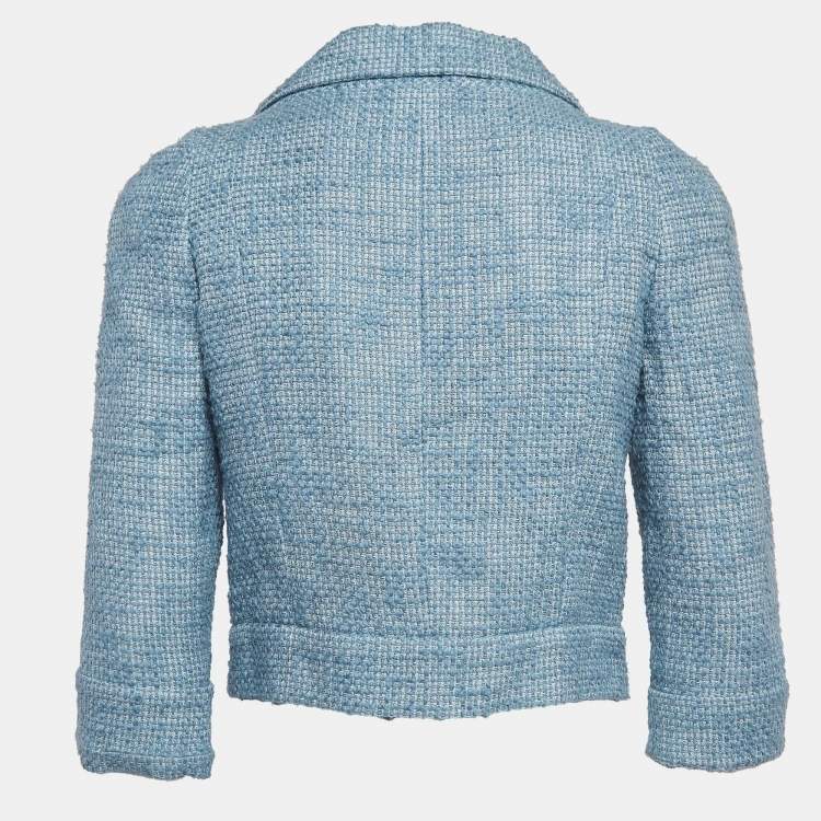Pre Owned Chanel Light Blue Tweed Jacket S