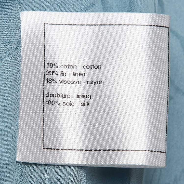 Pre Owned Chanel Light Blue Tweed Jacket S