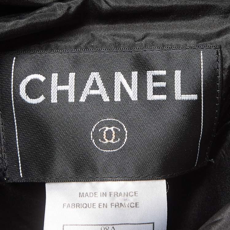Pre Owned Chanel Black Silk Gathered Yoke Mid-Length Coat M