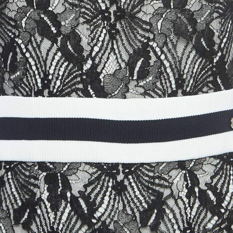 Pre Owned Chanel Black Floral Lace Mini Sleeveless Dress M