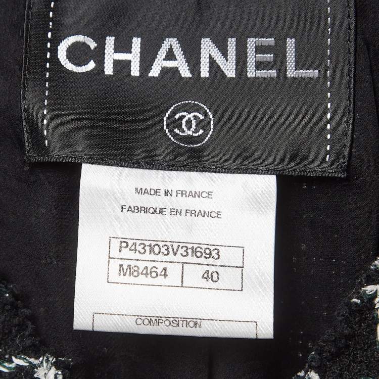 Pre Owned Chanel Black Check Lurex Tweed Short Sleeve  Jacket M