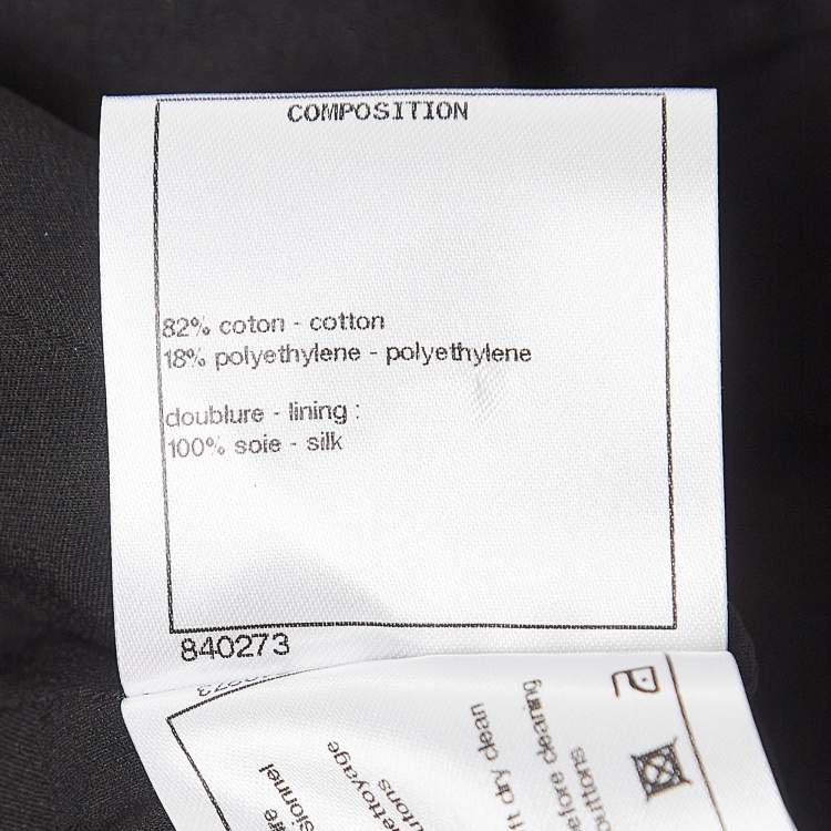 Pre Owned Chanel Black and Metallic Silver Tweed Coat M