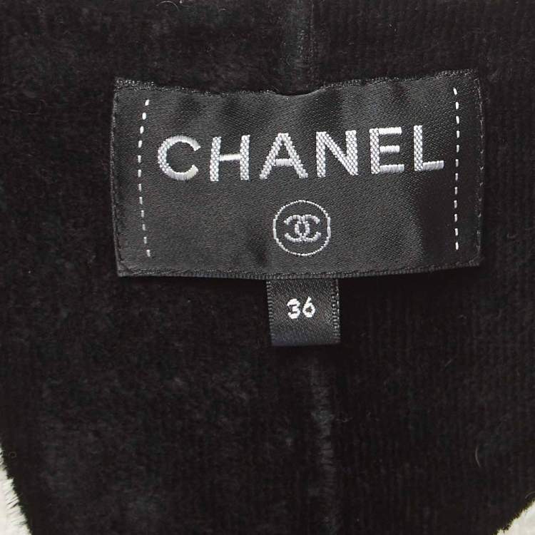 Pre Owned  Chanel Black Terry Coco Beach Mini Cover-Up Dress S 