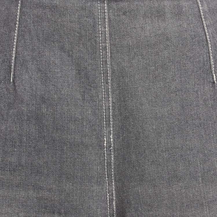 Pre Owned Chanel Grey CC Embellished Denim Flared Jeans L Waist 32"