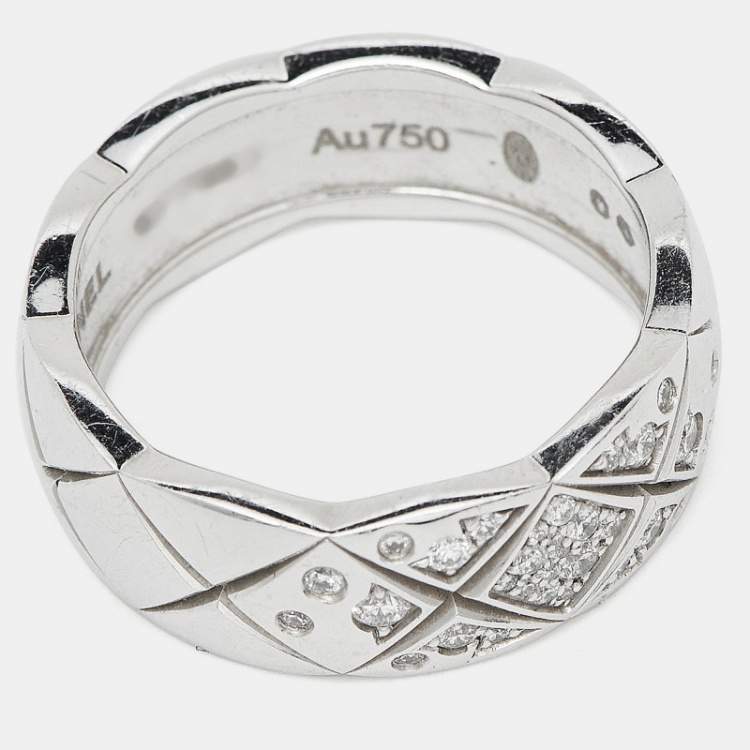 Pre Owned Chanel Coco Crush Diamond 18K White Gold Band Ring 50
