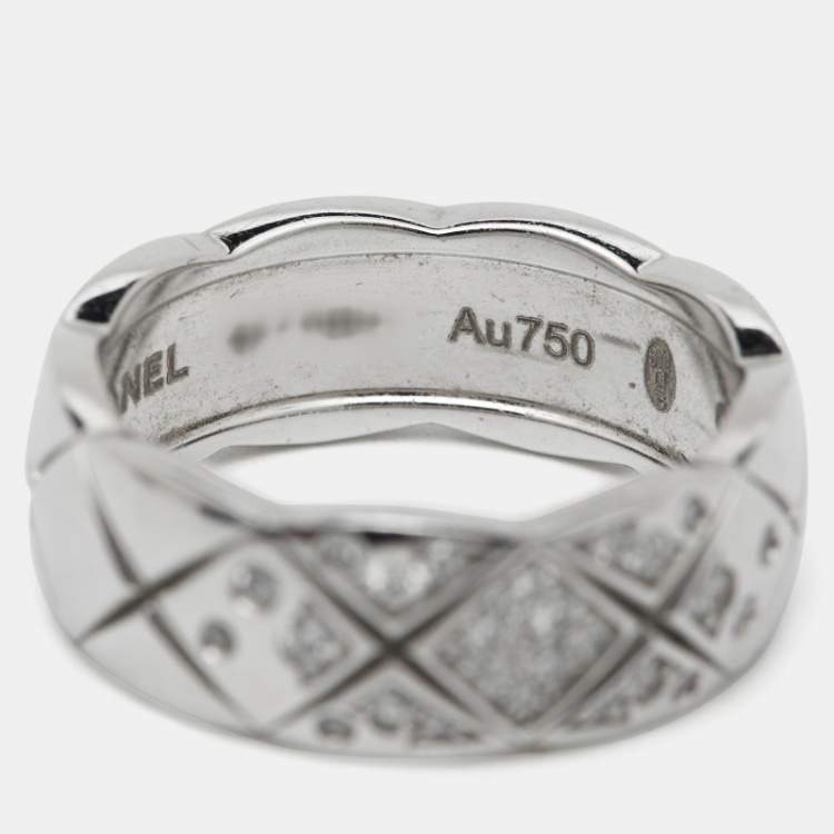 Pre Owned Chanel Coco Crush Diamond 18K White Gold Band Ring 50