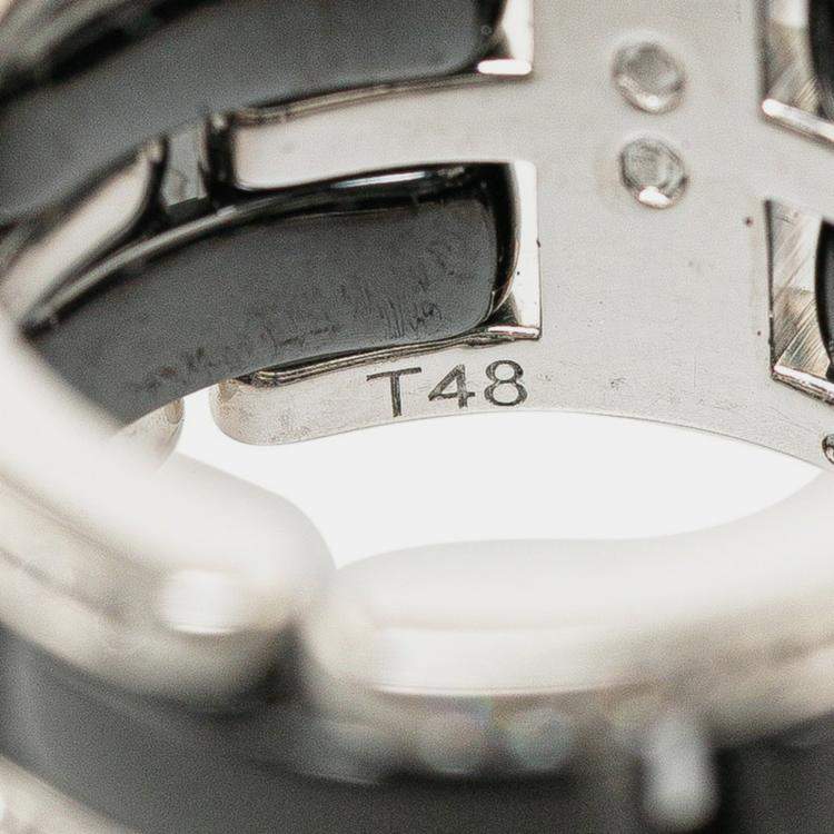 Pre Owned Chanel 18K White Gold Ceramic Ultra Ring #48