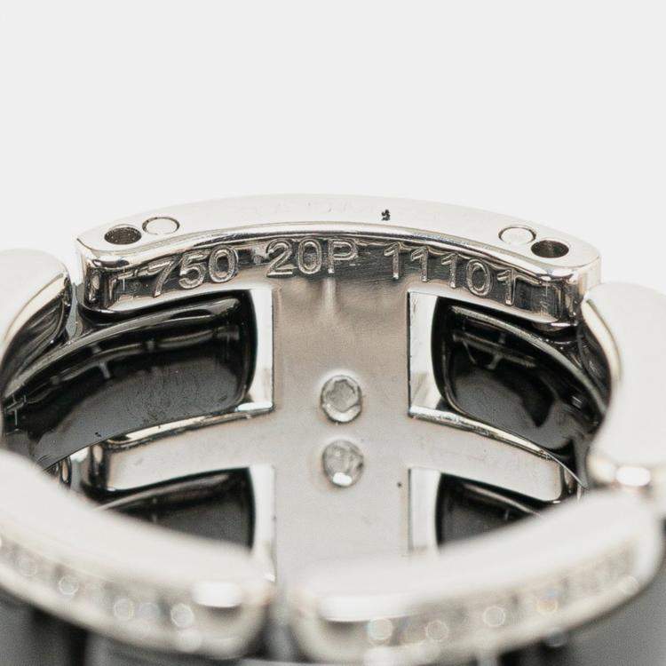 Pre Owned Chanel 18K White Gold Ceramic Ultra Ring #48