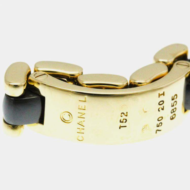 Pre Owned Chanel 18K Yellow Gold Ultra Collection Ceramic No Stone Ring