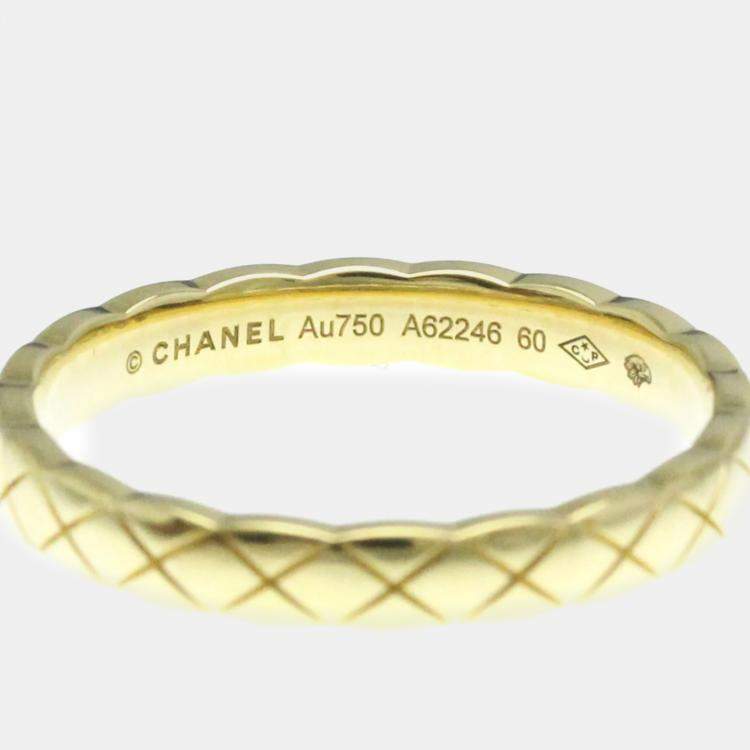 Pre Owned Chanel 18K Yellow Gold Coco Crush Band Ring EU 60