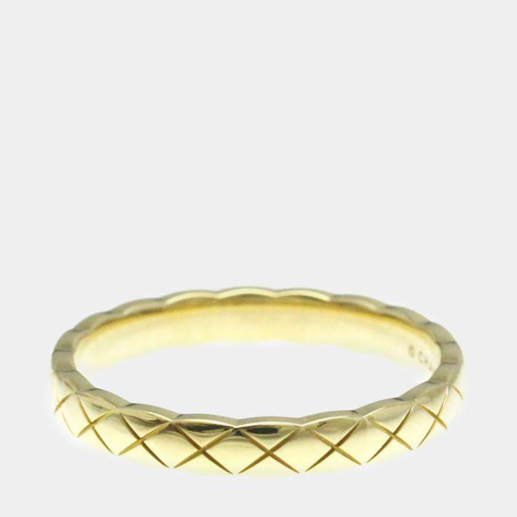 Pre Owned Chanel 18K Yellow Gold Coco Crush Band Ring EU 60