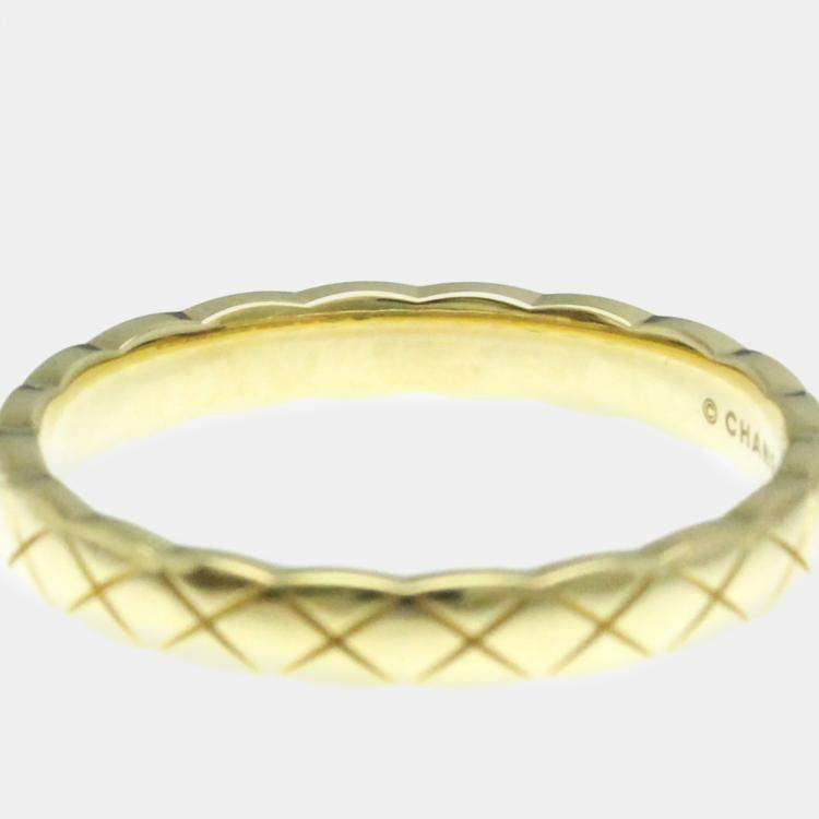 Pre Owned Chanel 18K Yellow Gold Coco Crush Band Ring EU 60