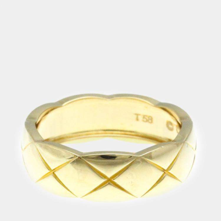 Pre Owned Chanel 18K Yellow Gold Coco Crush Band Ring EU 58