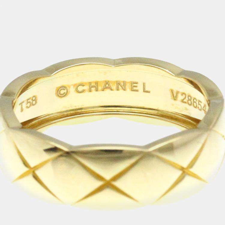 Pre Owned Chanel 18K Yellow Gold Coco Crush Band Ring EU 58