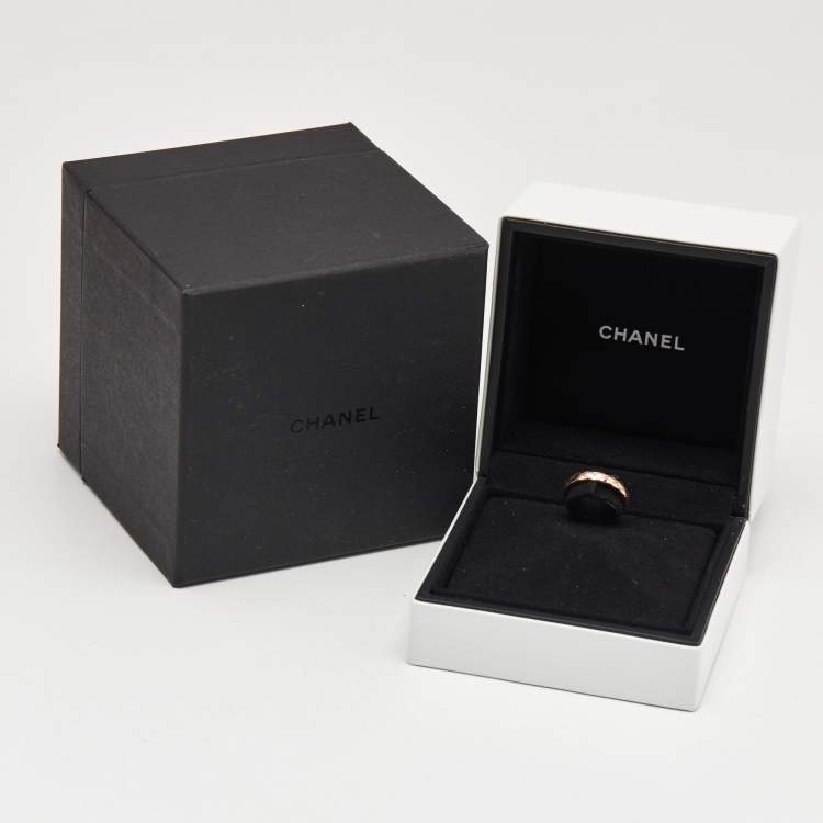 Pre Owned Chanel Coco Crush Quilted Motif 18k Rose Gold Mini Band Ring Size 47