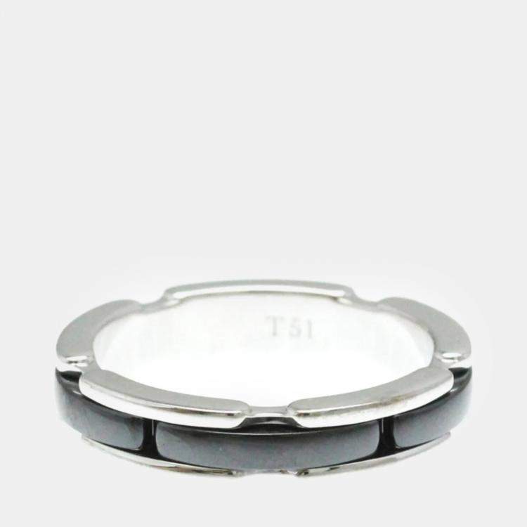 Pre Owned Chanel Ultra Collection Ceramic 18K White Gold Band Ring