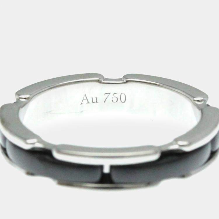 Pre Owned Chanel Ultra Collection Ceramic 18K White Gold Band Ring