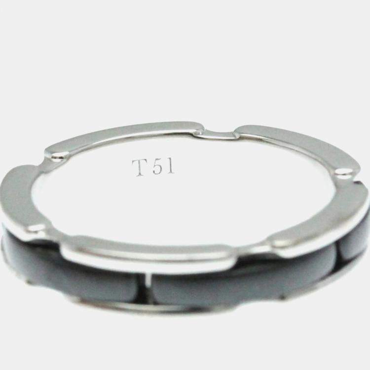 Pre Owned Chanel Ultra Collection Ceramic 18K White Gold Band Ring