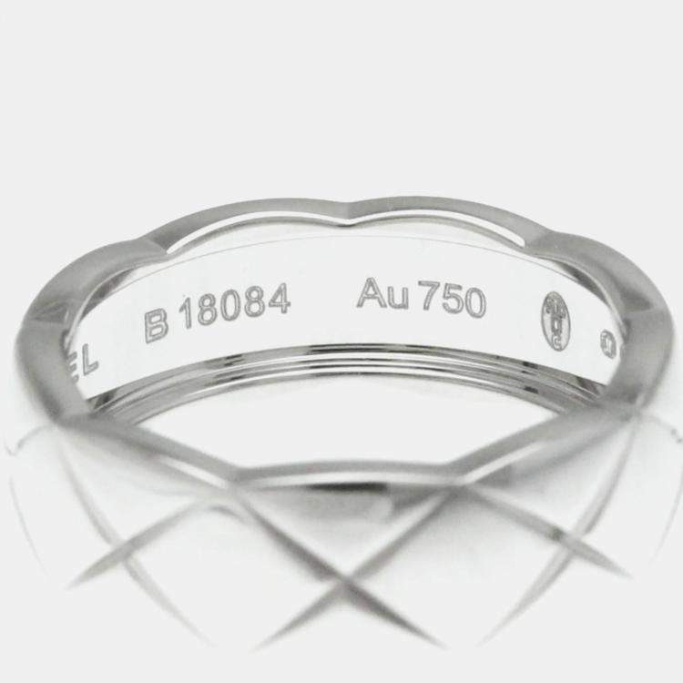 Pre Owned Chanel Coco Crush Ring Medium Size 18K White Gold Band Ring