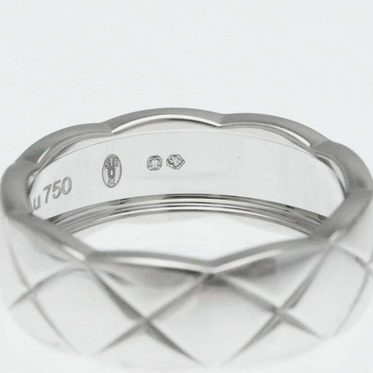 Pre Owned Chanel Coco Crush Ring Medium Size 18K White Gold Band Ring