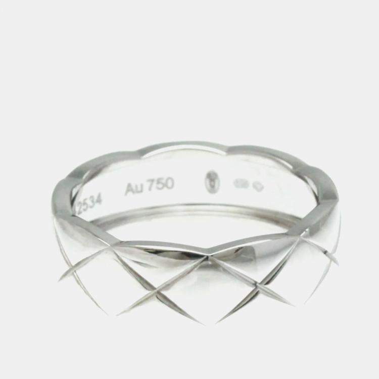 Pre Owned Chanel Coco Crush Ring Medium Model White Gold 18K Band Ring EU 58