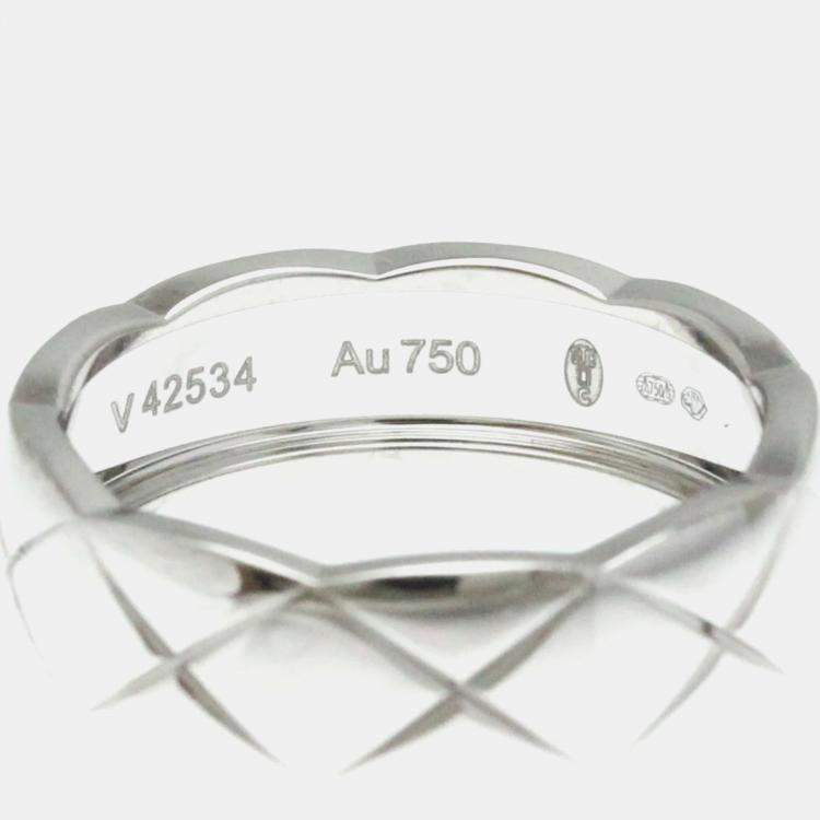 Pre Owned Chanel Coco Crush Ring Medium Model White Gold 18K Band Ring EU 58