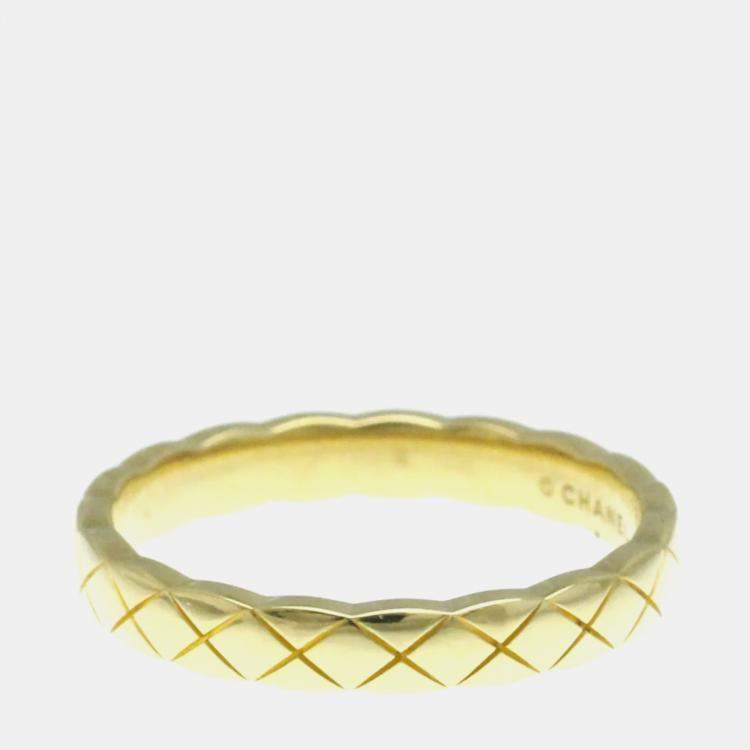 Pre Owned Chanel Coco Crush Mini 18K Yellow Gold Band Ring EU 56